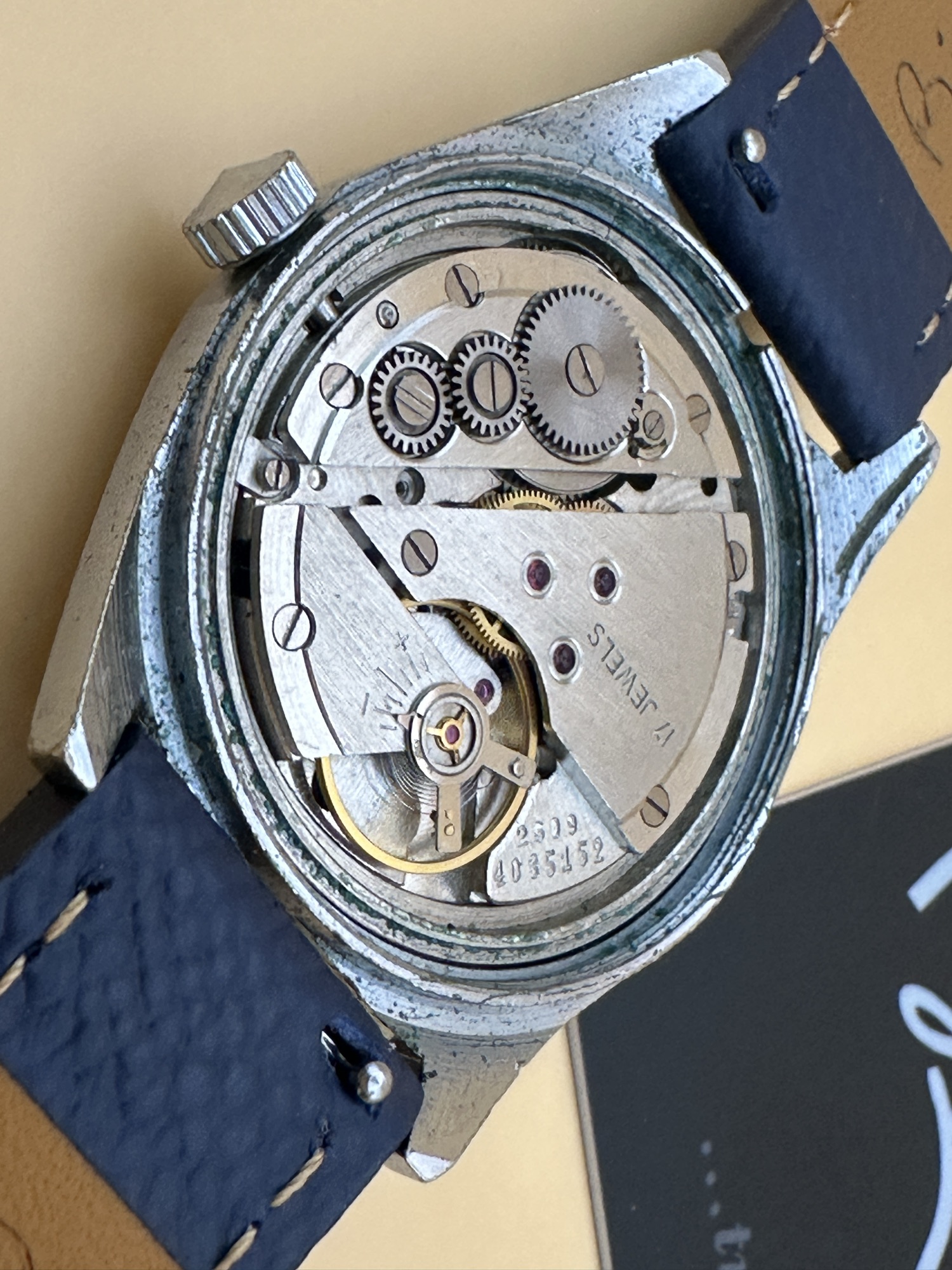Zaria Vintage — Manual Caliber 2609, 17 Jewels | Deep Blue Pelle Strap - Image 4