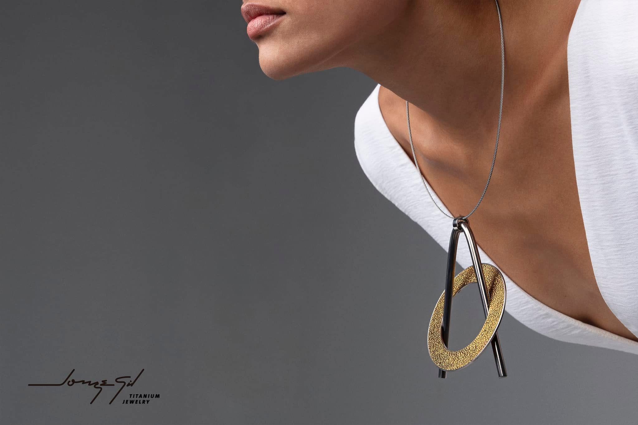 Contemporary titanium pendant by Jorge Gil