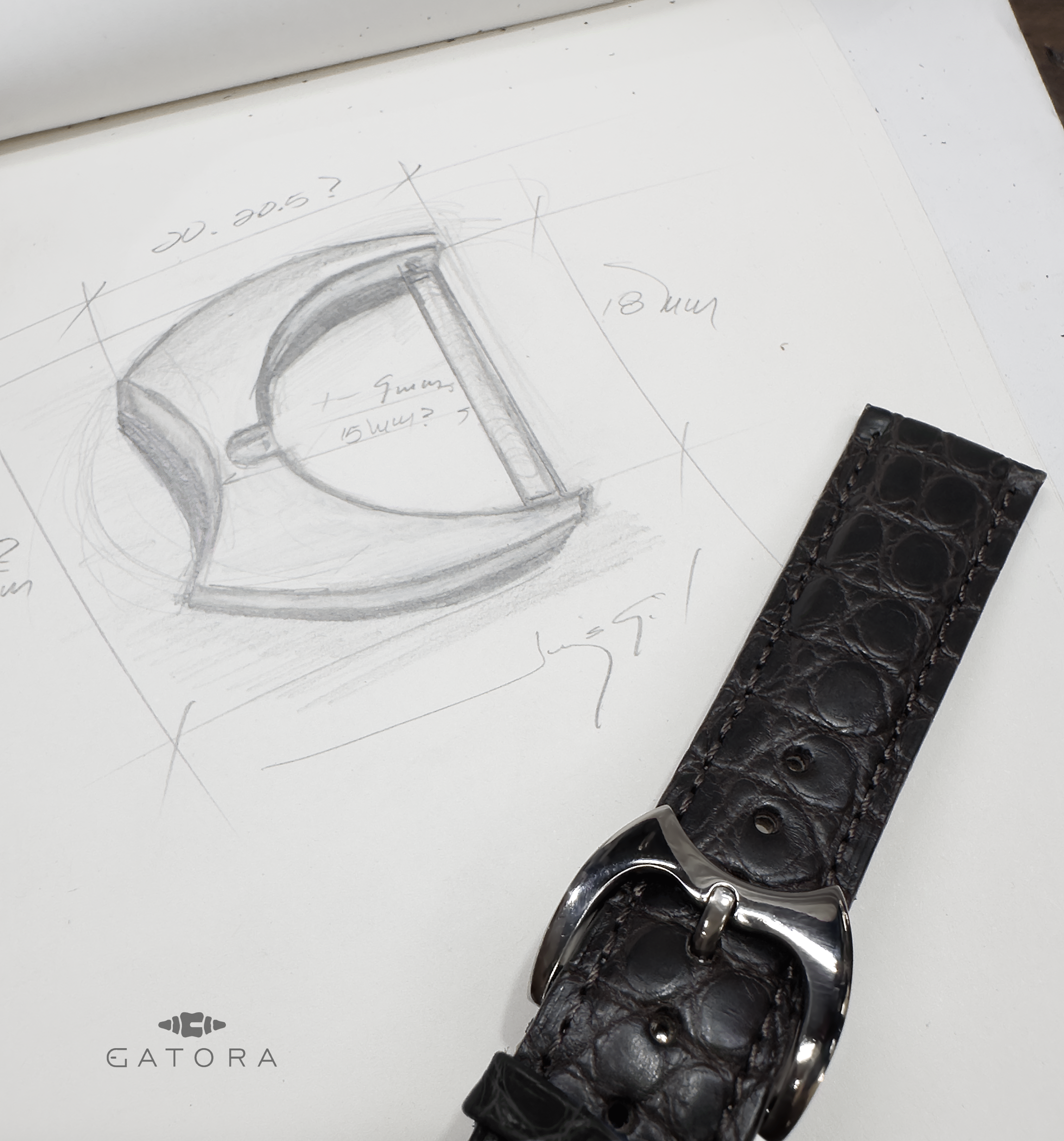 Gatora strap with Jorge Gil buckle sketch