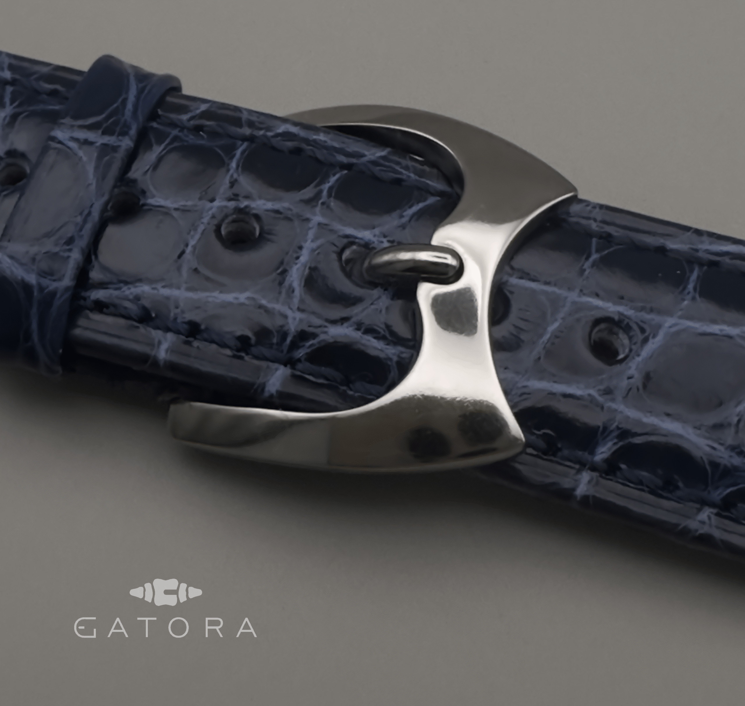 Gatora Caiman Crest — Crocodile Watch Strap with Grade 2 Titanium Buckle - Image 2